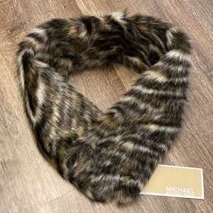 Brand New Michael Kors Rectangular Faux Fur Neck Warmer with Magnetic Closure